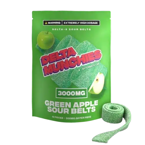 Green apple d8 thc gummy sour belts 3000 mg