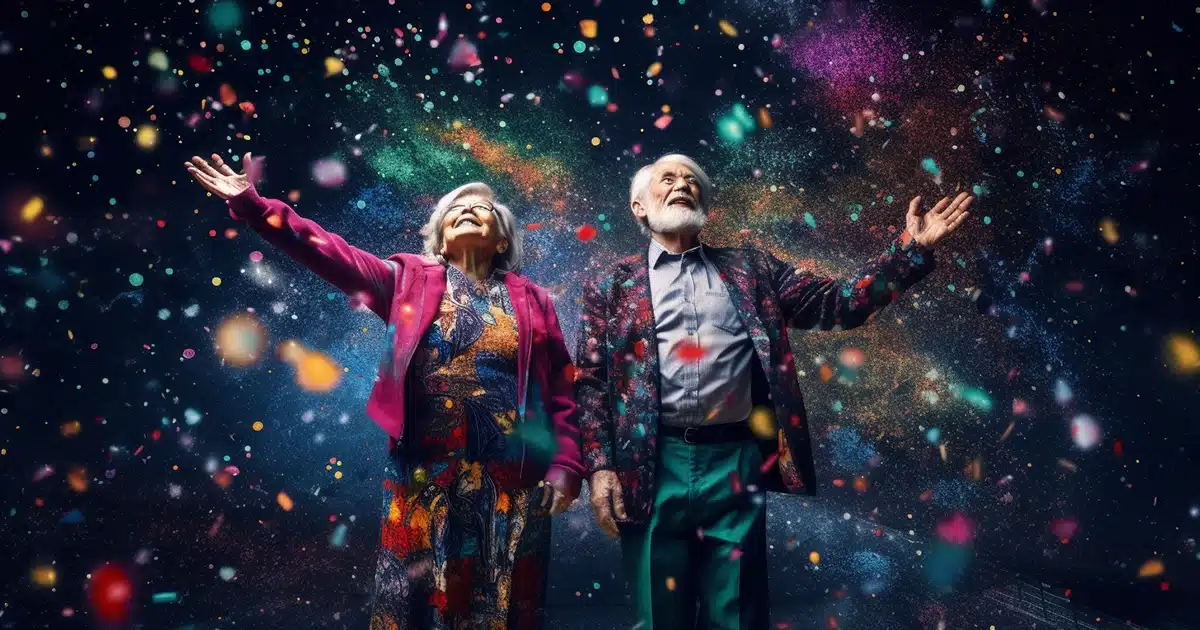 Two senior citizens decide to eat a pot brownie, now they're floating and dancing in space.