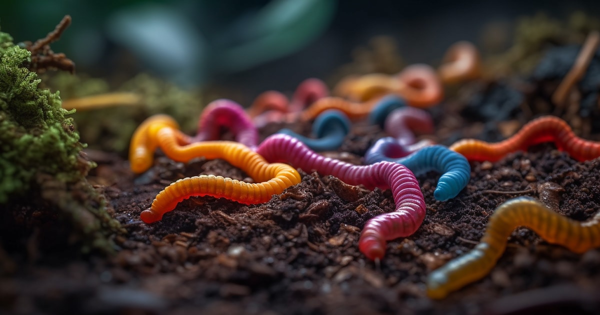 Realistic appearing thc gummy worms in dirt