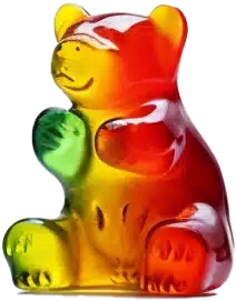 Thc gummy bear sits down profile view