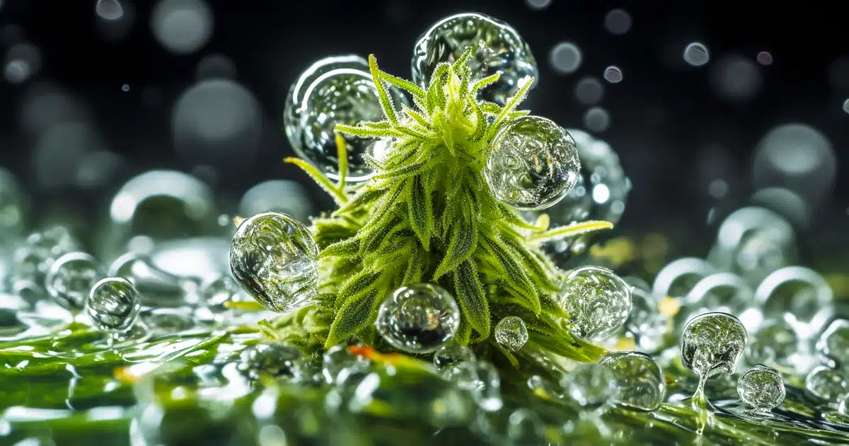 Marijuana plant under water illustrating water activity
