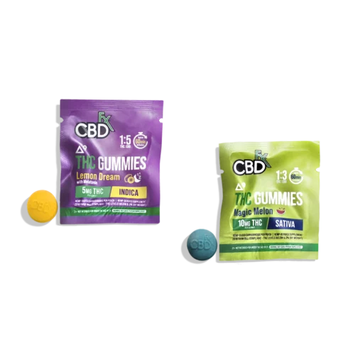 cbdfx thc gummies samples, 1 pack of CBDFX Lemon Dream Indica and 1-pack of Magic Melon Sativa.