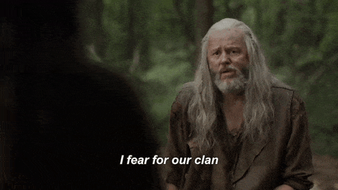 A gif of a man in the woods saying, 'i fear for our clan. ' concerning the growing cases of chs.