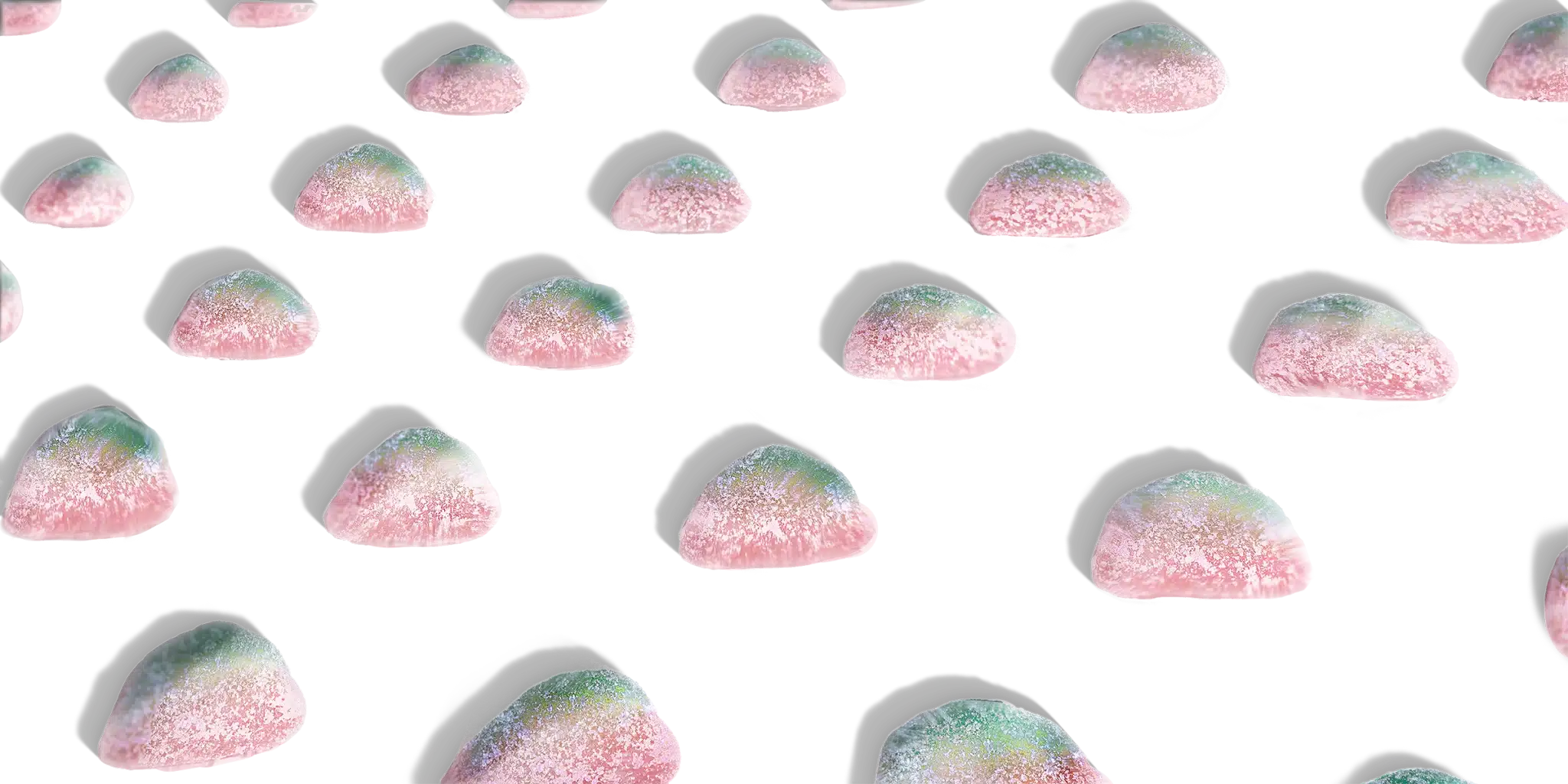 A perfectly lined up array of CBD watermelon gummies